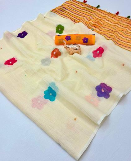Vastrangan kalamkari linen plain saree wholesale